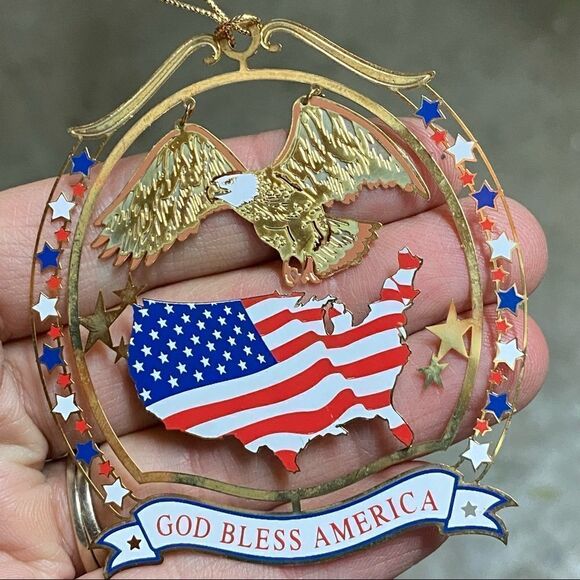 God bless America metallic Eagle *RARE* Patriotic Christmas Ornament 4”￼ - Picture 5 of 8